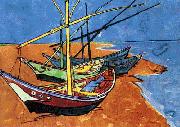 Vincent Van Gogh Boats on the Beach of Saintes-Maries oil painting artist